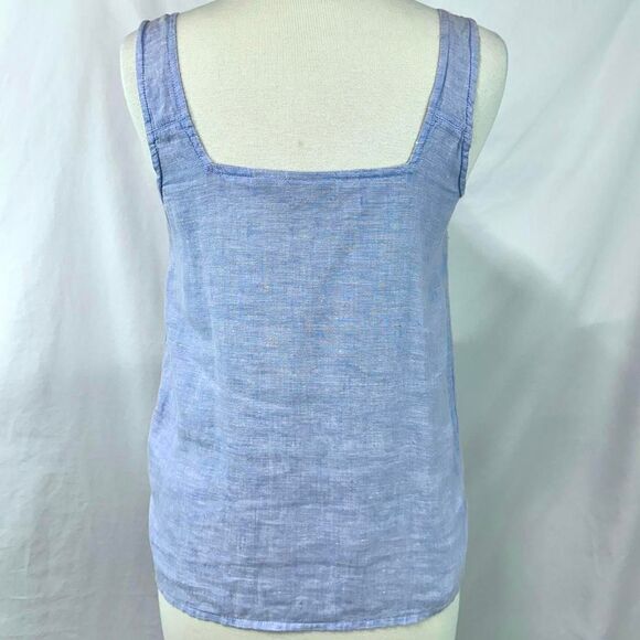 TAHARI 100% Hemp Linen Periwinkle Tank Top Square Neck Boxy Women's XS Natural - Picture 4 of 6